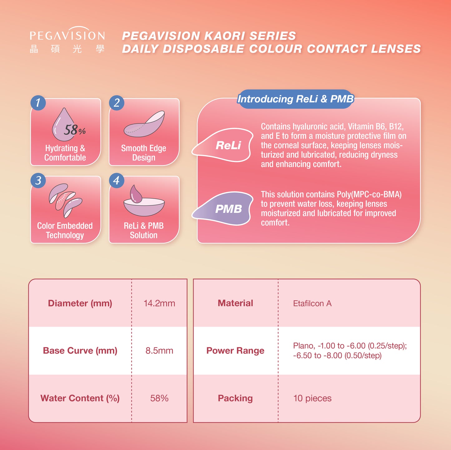 Pegavision Kaori White Tea Brown - 10 pcs Daily Color Contact Lens with VITA Solution