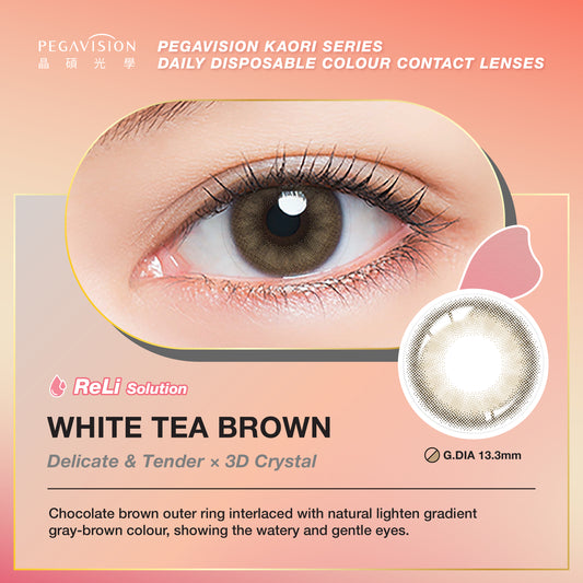 Pegavision Kaori White Tea Brown - 10 pcs Daily Color Contact Lens with VITA Solution